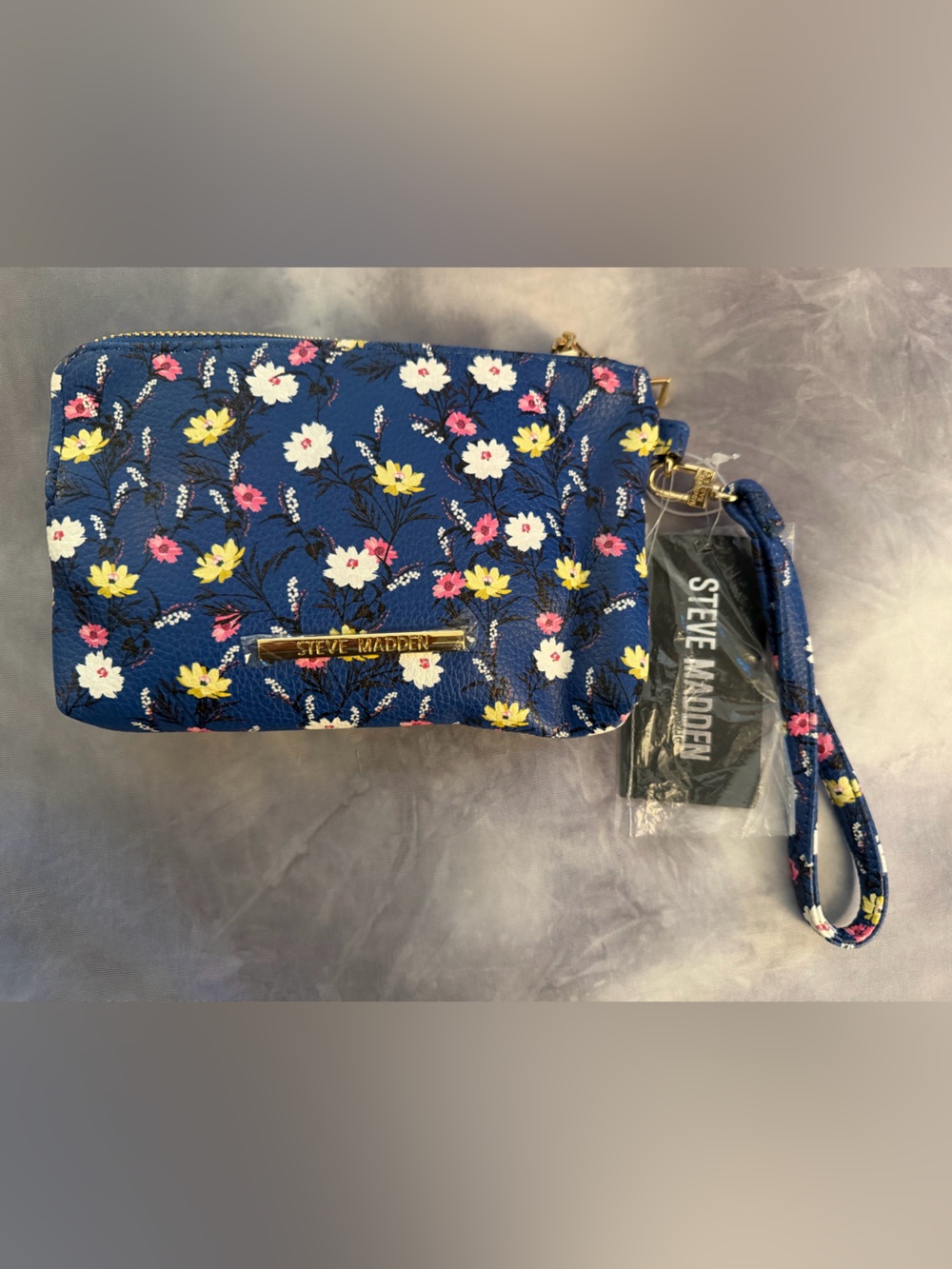 Steve Madden Blue Floral Wristlet Wallet